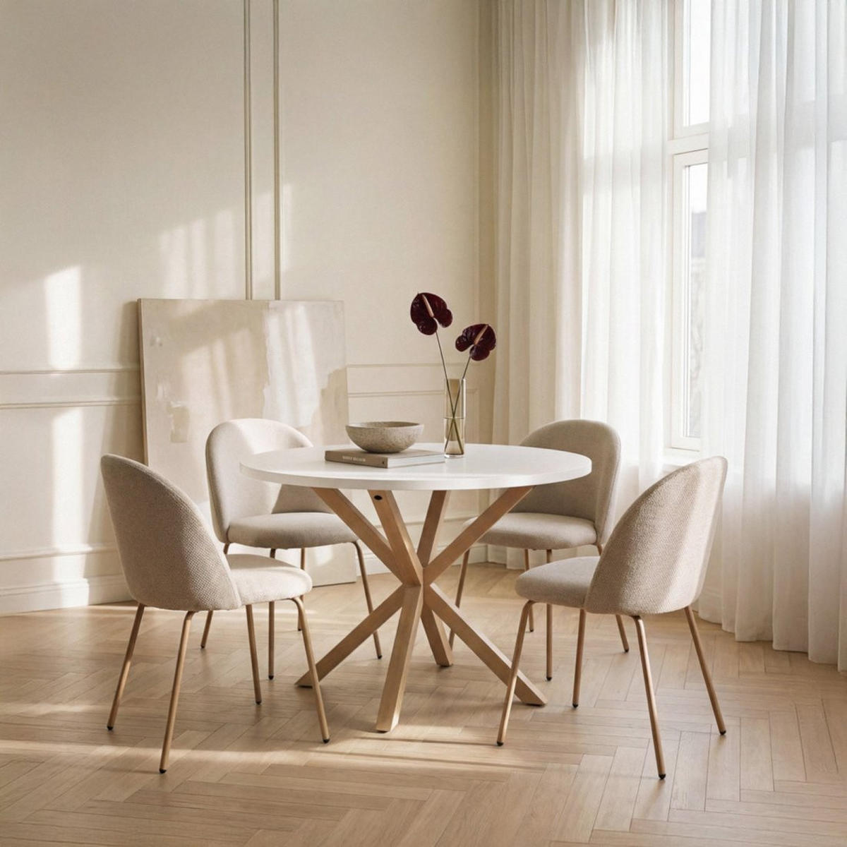 ESSTISCH Aras Weiß 110 cm x 75 cm - Weiß, Holzwerkstoff (110/110/75cm) - Klast Home
