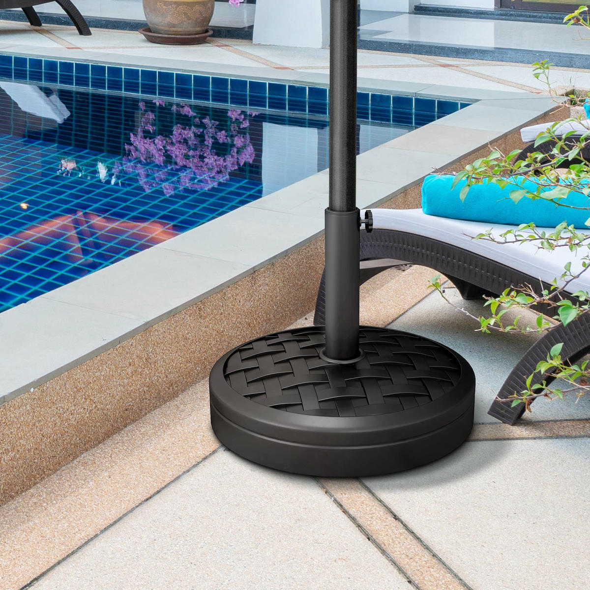 SONNENSCHIRMSTÄNDER HDPE Beton Schwarz - Schwarz, Kunststoff (45/45cm) - Outsunny