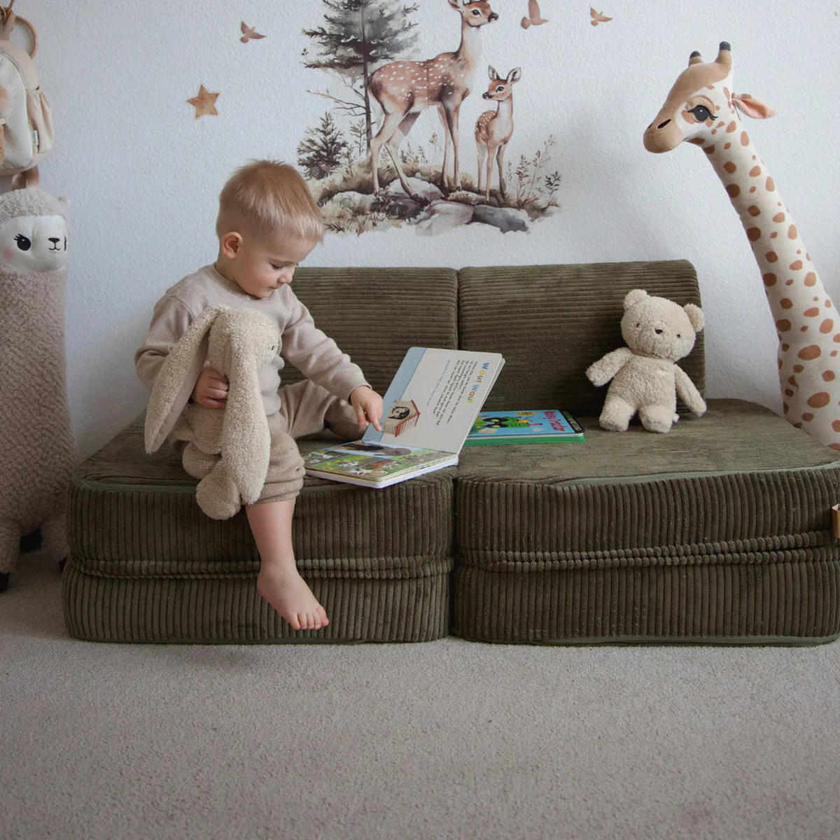 KINDERSOFA AESTHETIC 120 cm Cord Türkis 4 Stk - Blau, Textil (60/12.5/120cm) - MeowBaby