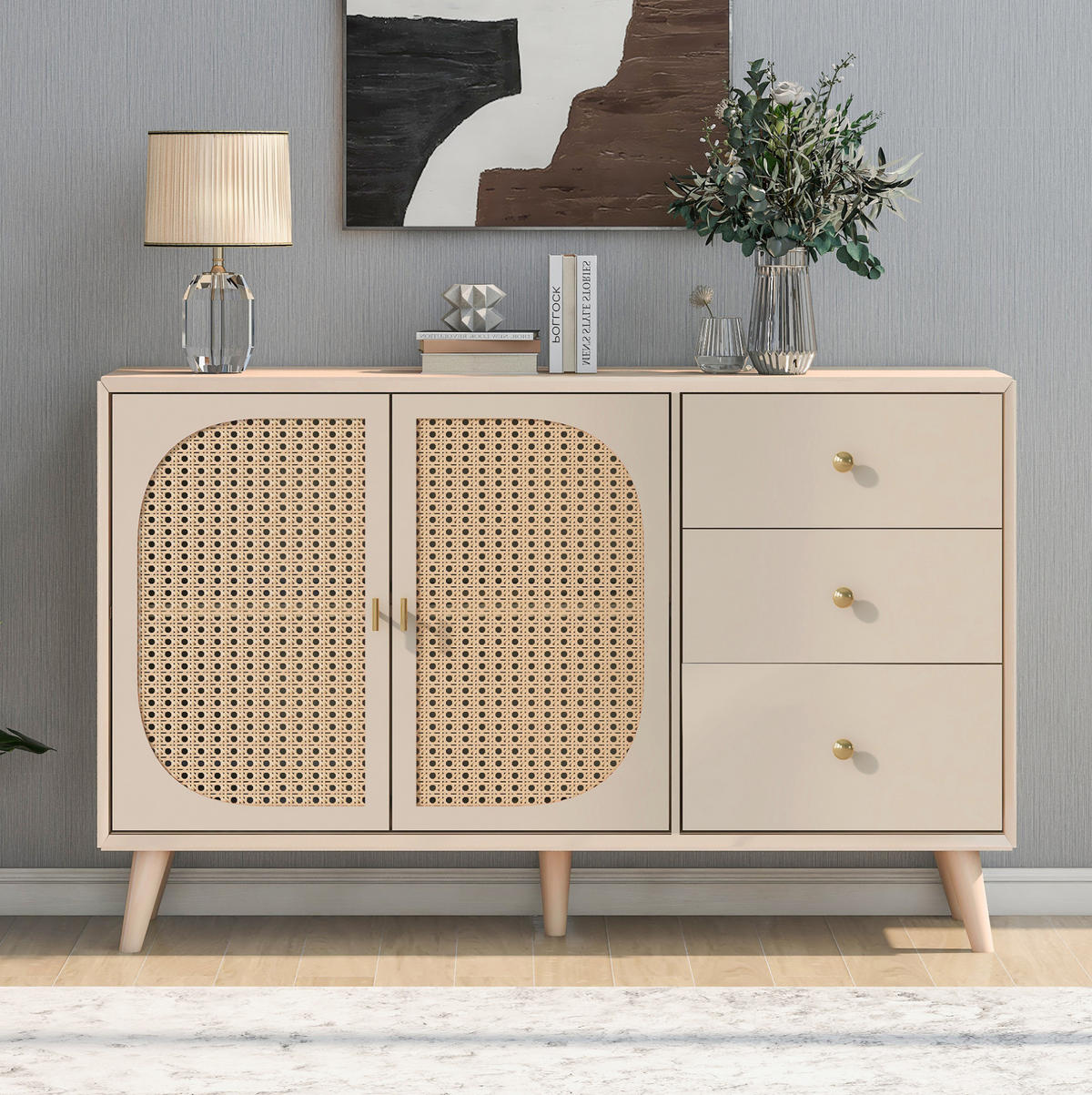 SIDEBOARD mit 2 Türen und 3 Schubladen 120 cm Off White - Weiß, Holzwerkstoff (120/82.5/40cm) - Meubliv