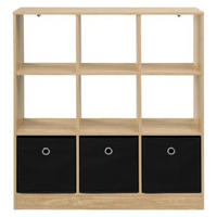 BÜCHERREGAL Schwarz/Eiche hell mit 3 Stoffschubladen 80/30/86.5 cm - Schwarz, Holzwerkstoff (80/86.5/30cm) - PANGIVO