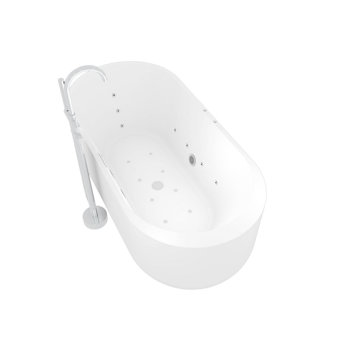 FREISTEHENDE Badewanne F26 170 Whirlpool Armatur AF04 - Weiß, Glas/Kunststoff (80/58/170cm) - AcquaVapore by Sandra Jentho