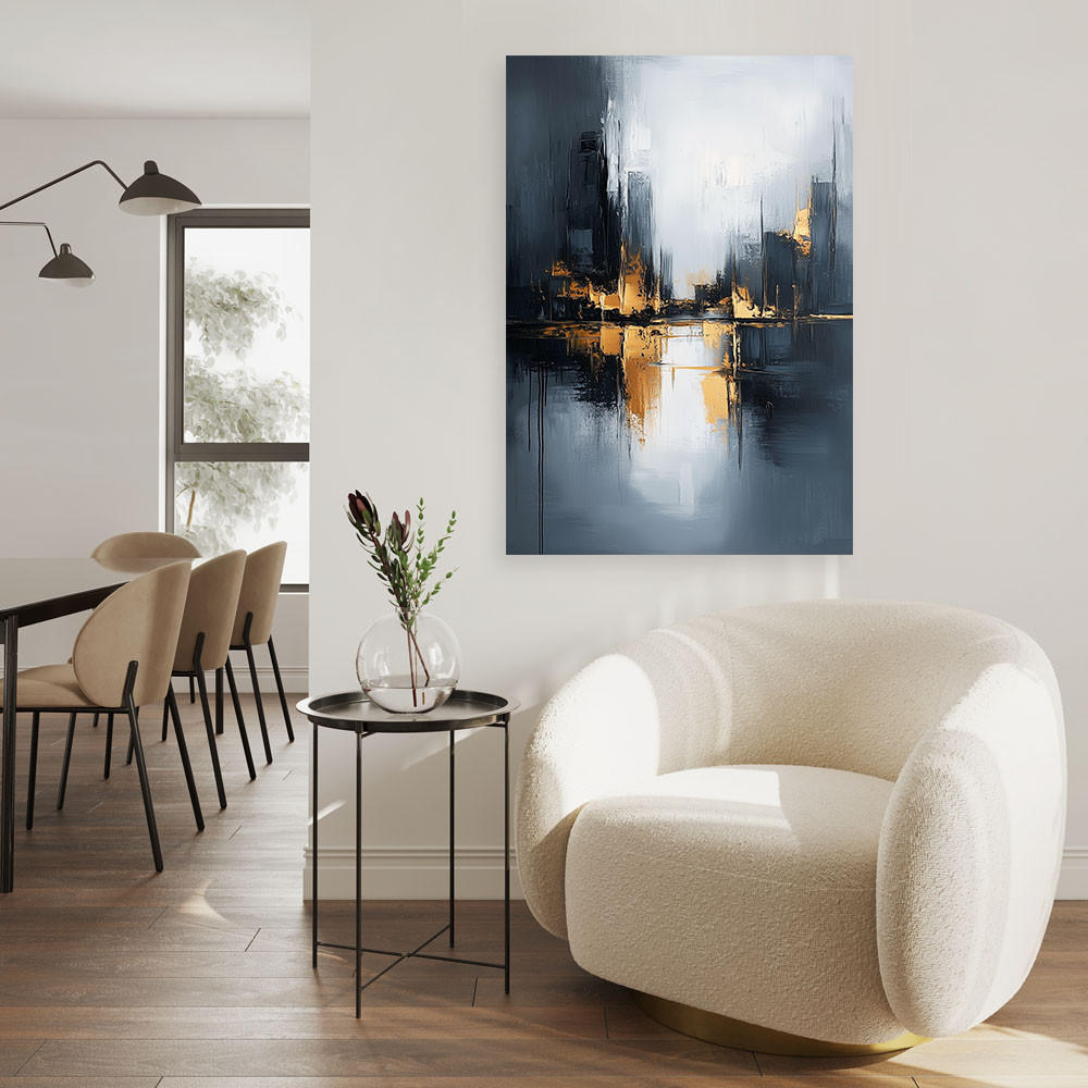 LEINWANDBILD Abstraktion Gold Grau Schwarz 60x90cm - Grau, Textil (60/90cm) - Feeby