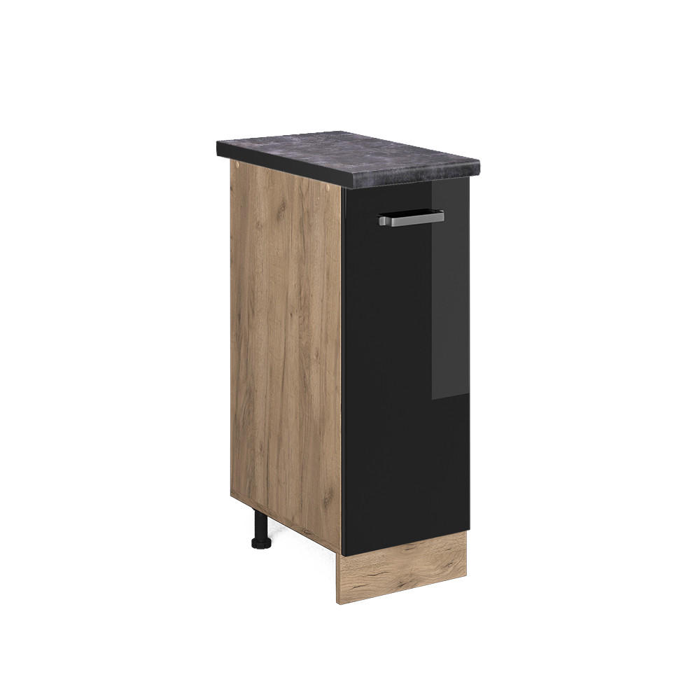 APOTHEKERSCHRANK R-Line Schwarz Hochglanz 30 cm, AP Anthrazit - Schwarz Hochglanz/Eiche Wotan, Holzwerkstoff (30/81.6/60cm) - Vicco