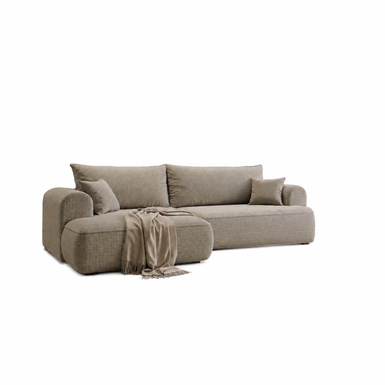 BIG-SOFA Vitton Beige Links - Beige, Textil (260/85/200cm) - B&B Home