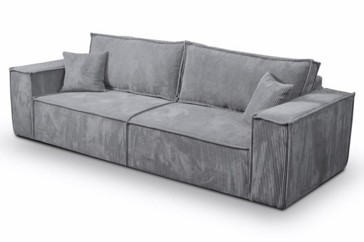 SCHLAFSOFA mit Bettkasten und Cordstoff MONA Grau - Grau, Holzwerkstoff (255/85/105cm) - Compleo24