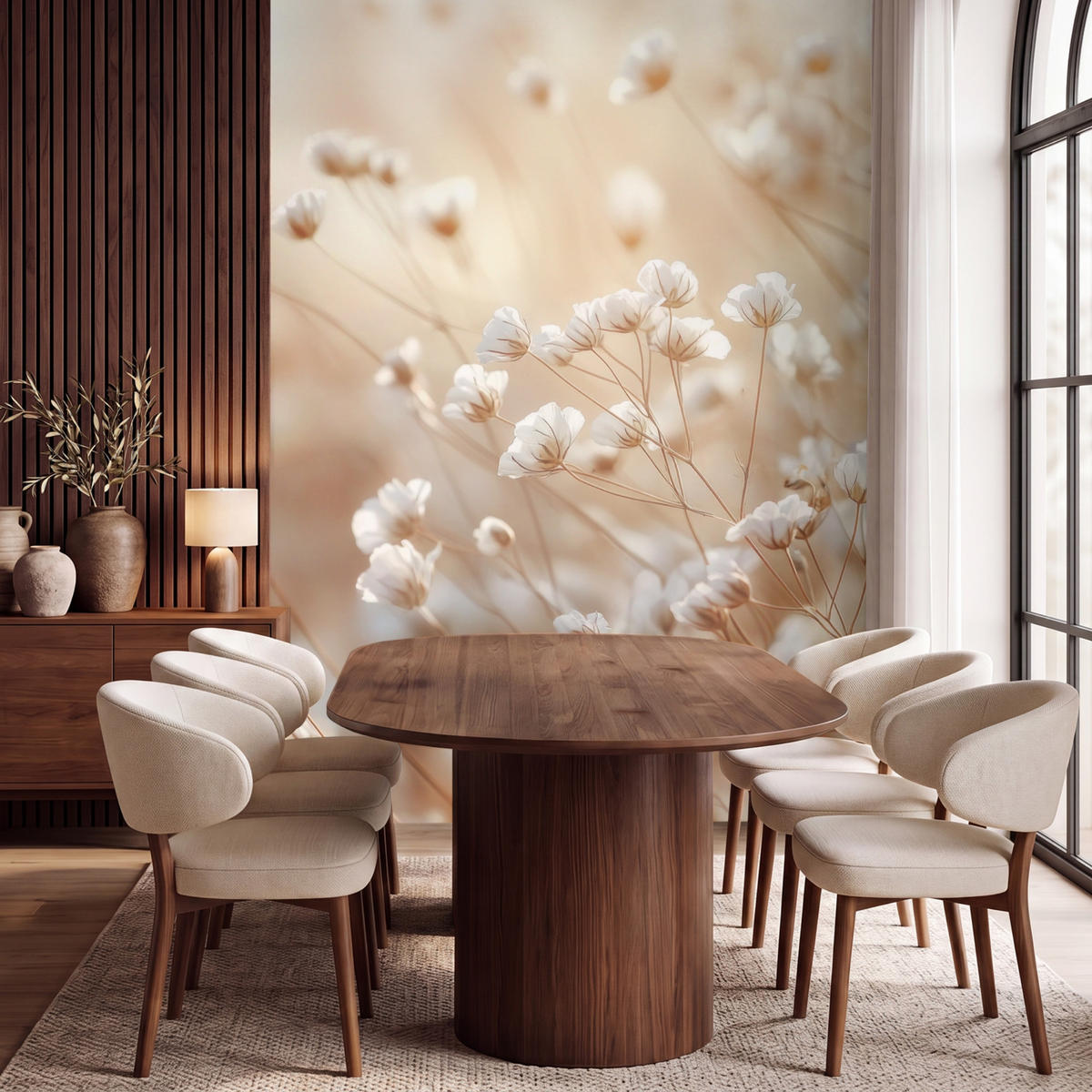 TAPETE - Wild - Blumen - Weiß - 200x280 cm - Creme, Papier (200/280cm) - OnlyWow