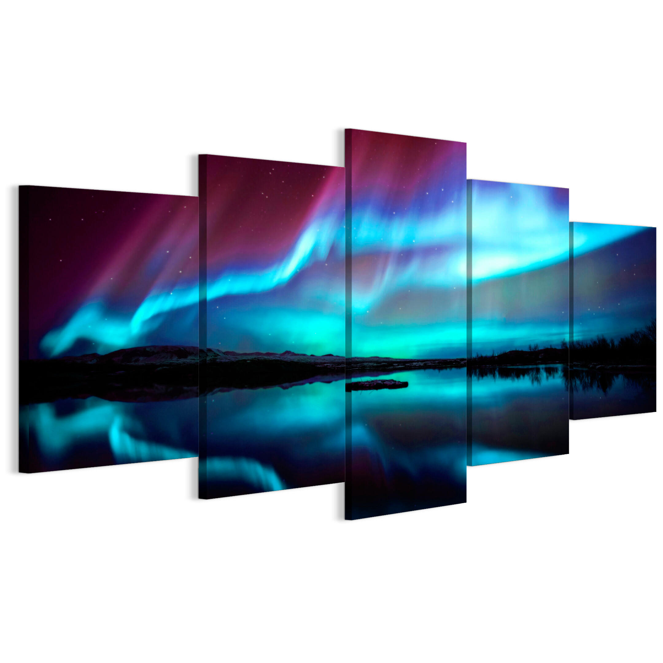LEINWANDBILD Aurora 5-tlg. 200x100 cm - Multicolor, Holz (200/100cm) - LUMASOUL