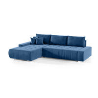 ECKSOFA mit Schlaffunktion Dhaka L, Dunkelblau - Blau, Textil (185/265cm) - Fedve