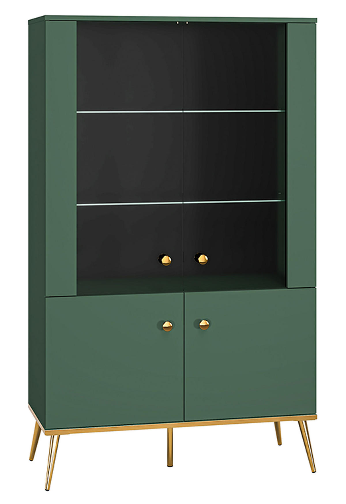 STAURAUMVITRINE Forest dunkelgrün / gold 92 / 40 / 152cm - Dunkelgrün, Holz/Holzwerkstoff (92/152/40cm) - Feldmann-Wohnen