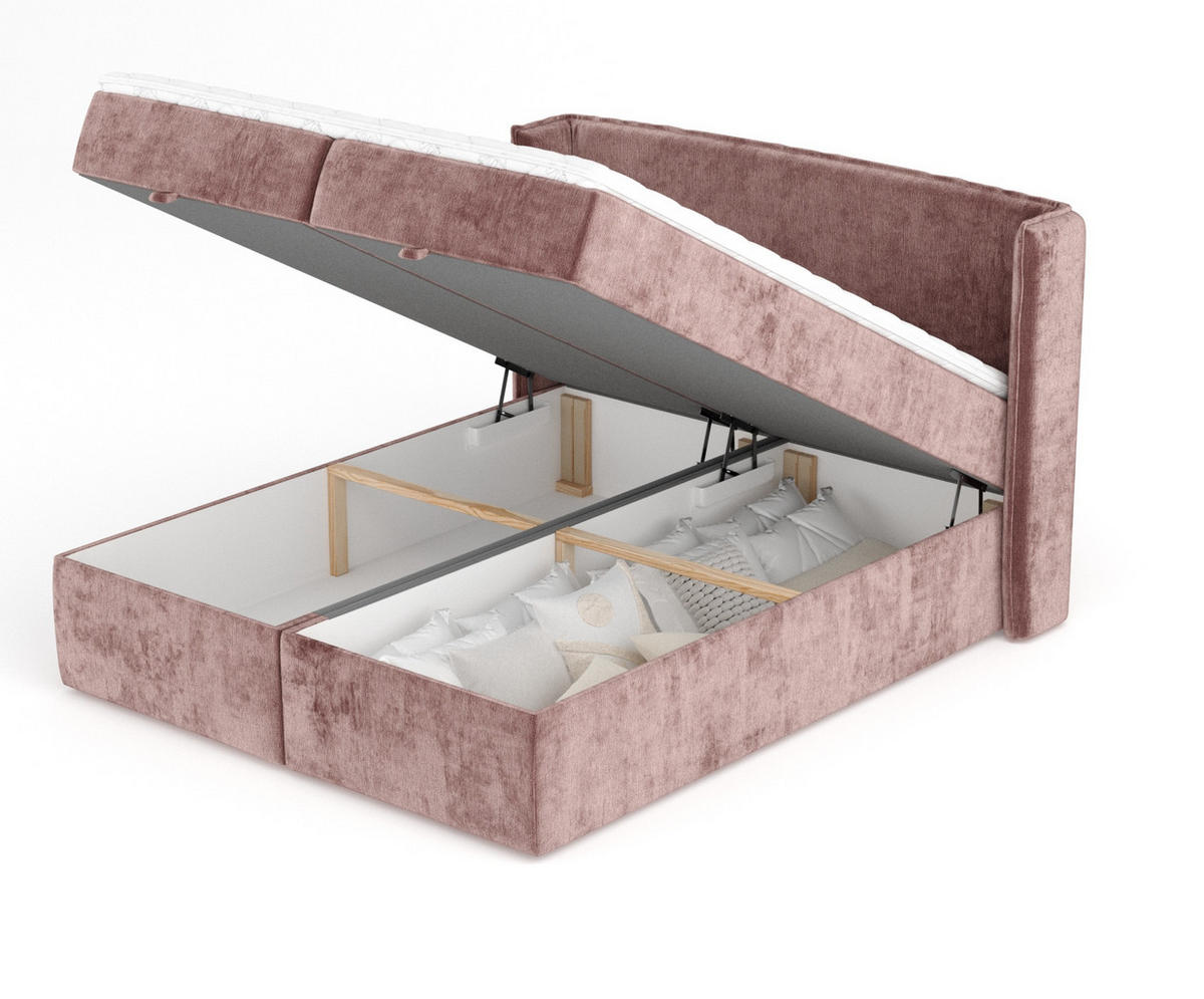 BOXBETT Passion Rosa 180/200 cm mit Matratze und Topper - Pink/Schwarz, Holz/Holzwerkstoff (180/200cm) - Maison de Reve