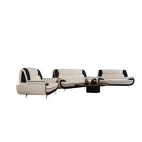 SOFAGARNITUR 3+2+1, Stoff Soft, Weiß + Schwarz, Palermo - Weiß, Holz (198/89/87cm) - Kaiser Möbel