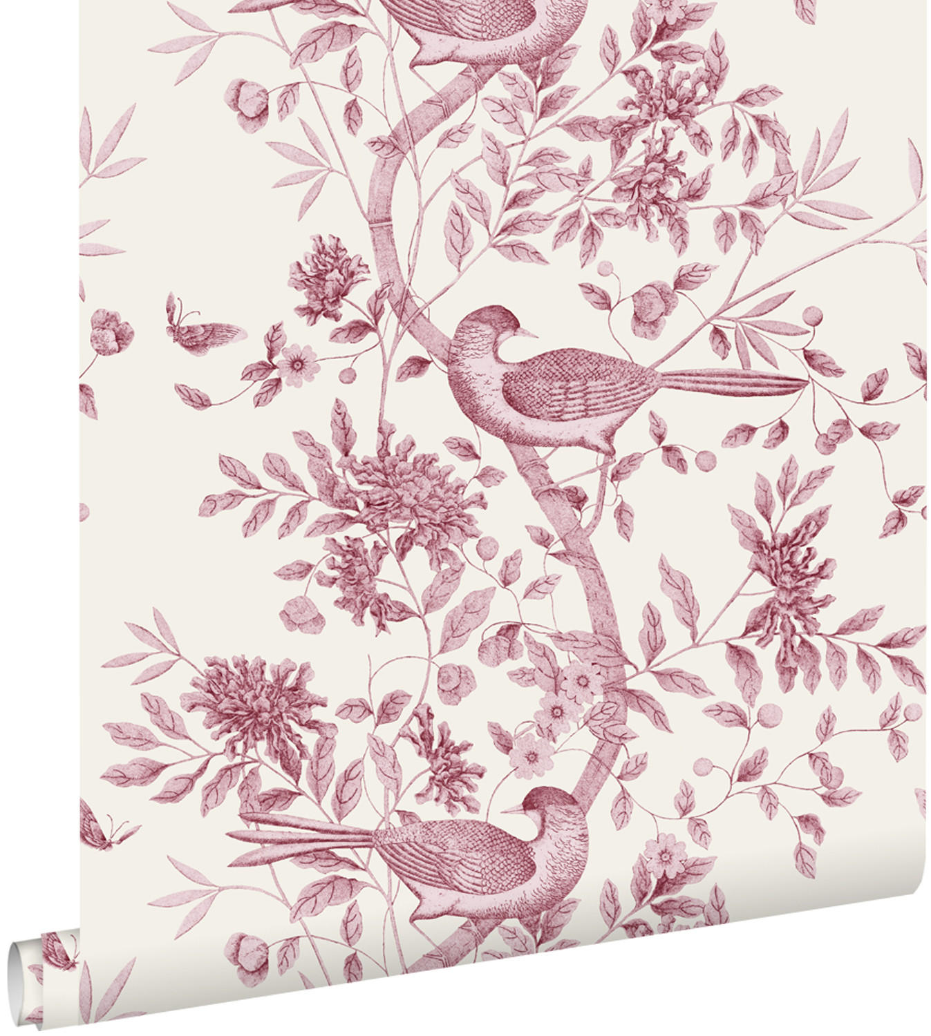 TAPETE Blumen und Vögel 50 x 900 cm - Weiß, Papier (50/900cm) - ESTAhome