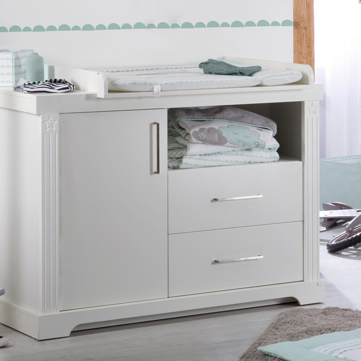 WICKELKOMMODE Maxi - Weiß, Holzwerkstoff/Metall (120/98/75cm) - Roba