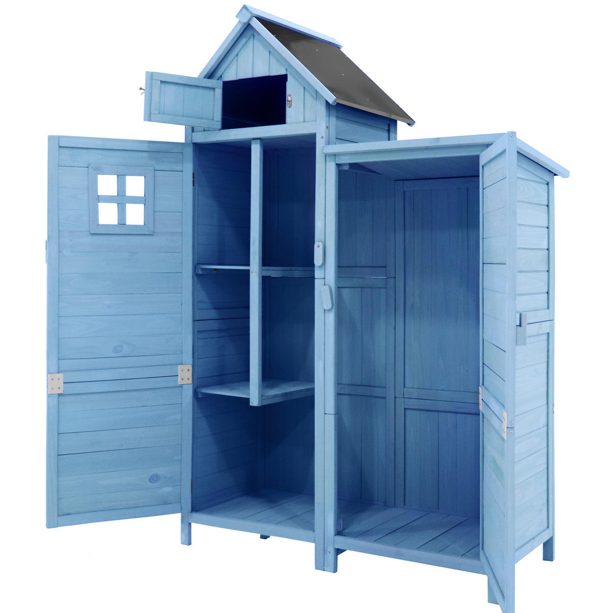 GERÄTEHAUS 118x54x173cm Blau Wetterfest Mit PVC-Dach - Blau, Holzwerkstoff (54/173/118cm) - FLIEKS