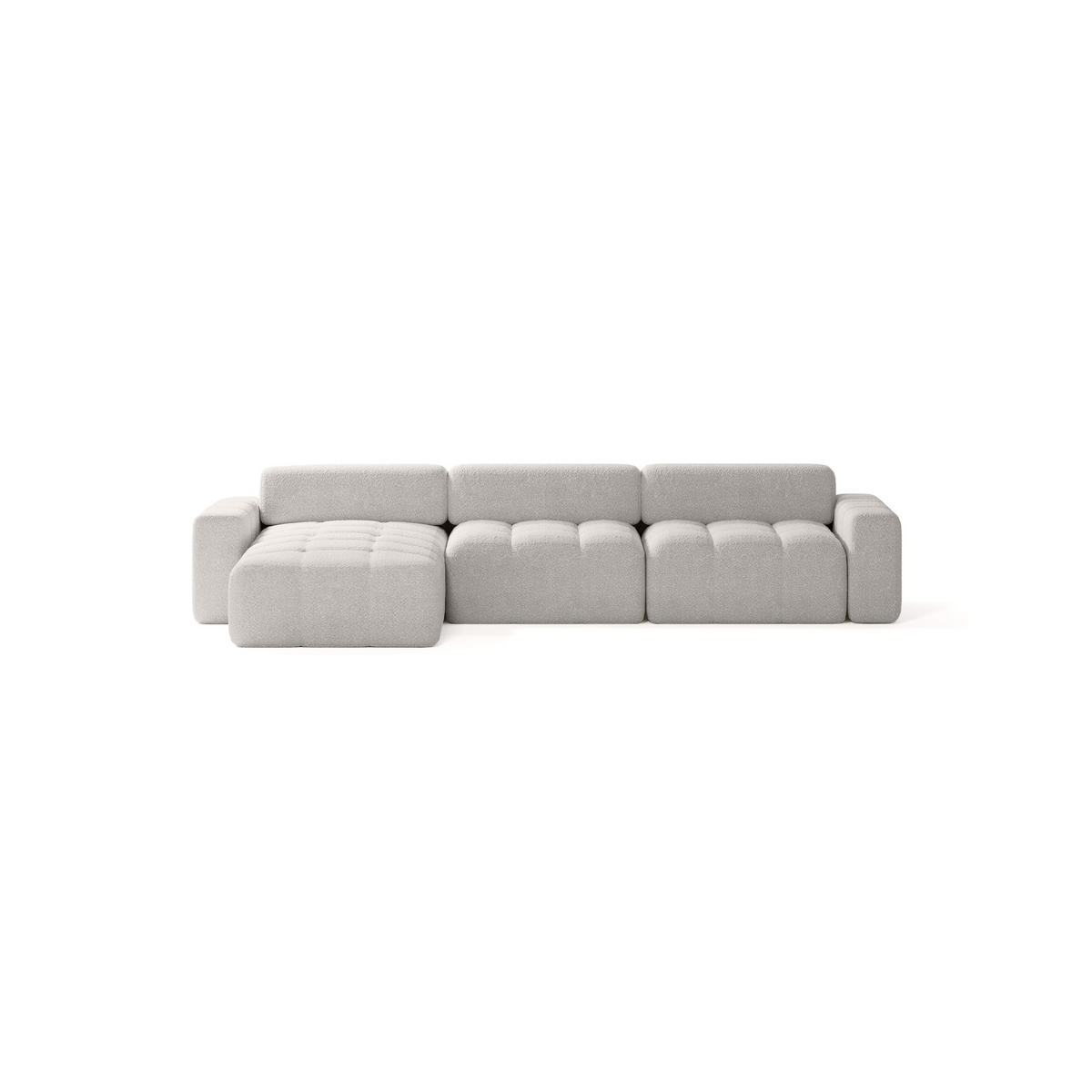 ECKSOFA Bouclé-Stoff 8 Sitzer Bornum So, Hellgrau - Hellgrau, Textil (346/170cm) - Meblito