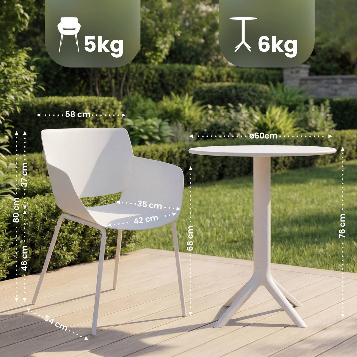 GARTENSITZGRUPPE 2 Kunststoff Weiß - Weiß, Kunststoff - CLP