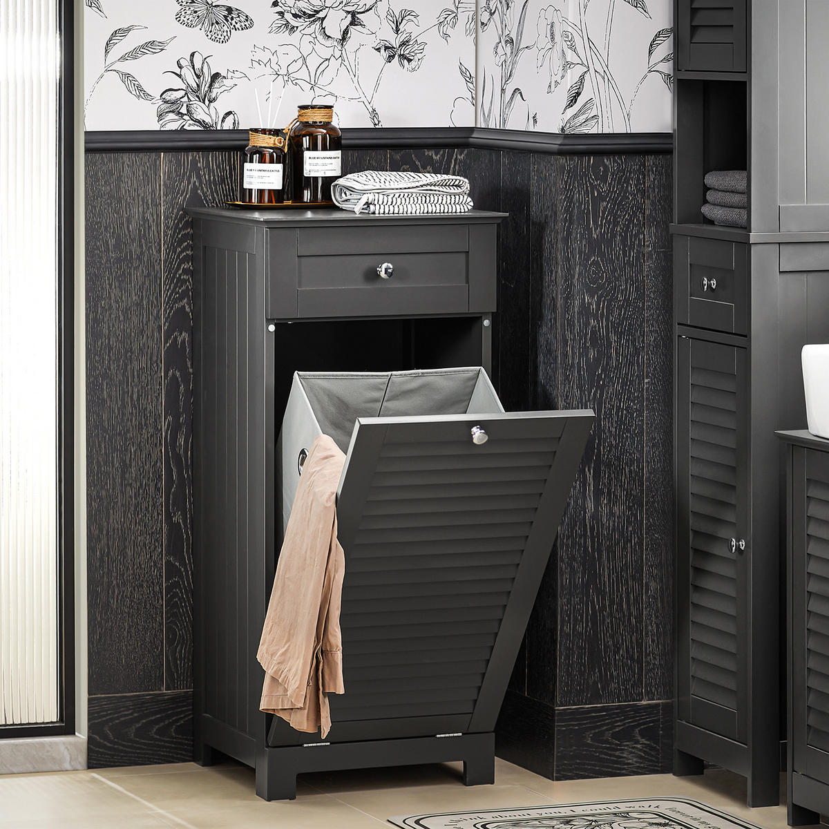 WÄSCHESCHRANK Grau - Grau, Holzwerkstoff (40/90/38cm) - SoBuy