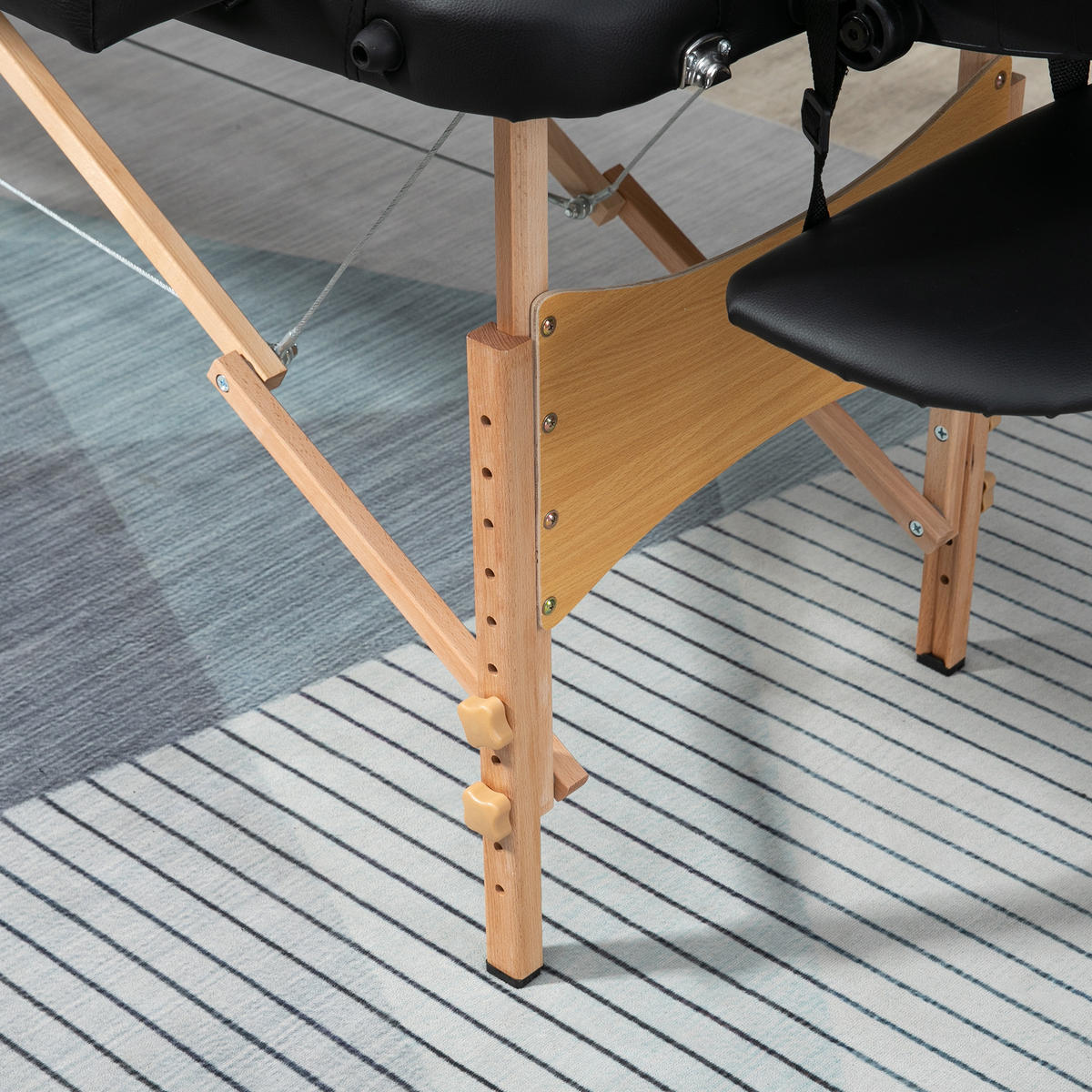 MASSAGETISCH, Kunstleder, Holz, Schwarz - Schwarz, Leder (60/88/182cm) - HOMCOM