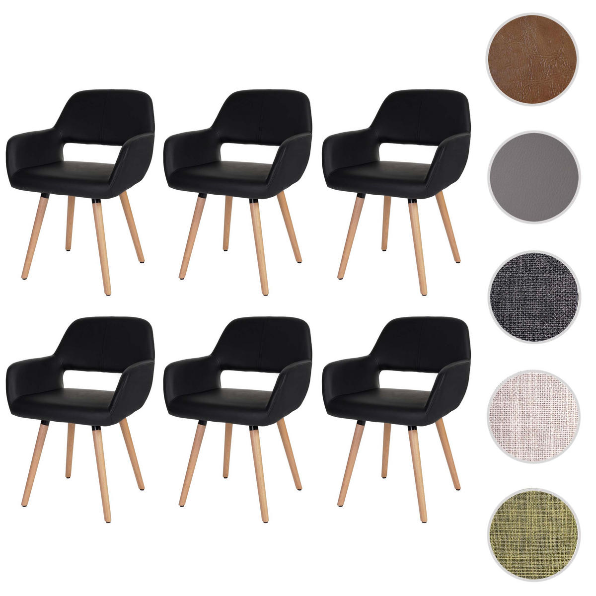 ESSZIMMERSTUHL Schwarz 6er-Set - Schwarz, Textil (56/78/57cm) - MCW