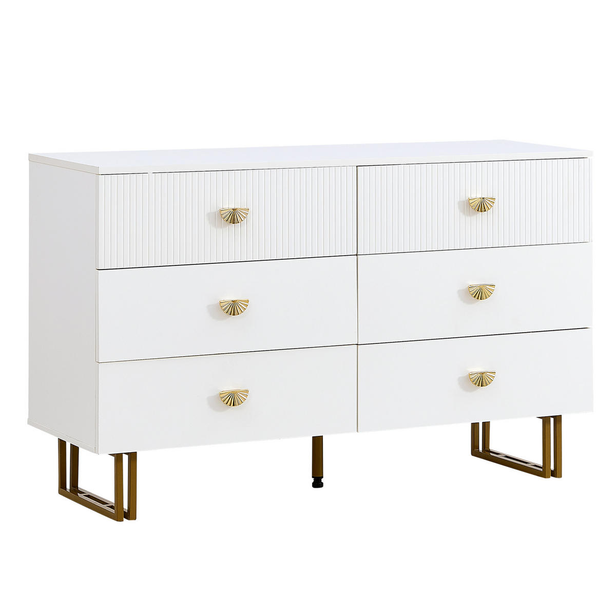SIDEBOARD 6 Schubladen mit goldenen Griffen & Metallfüßen Weiss - Weiß, Holzwerkstoff (120/75/40cm) - Urban Meuble