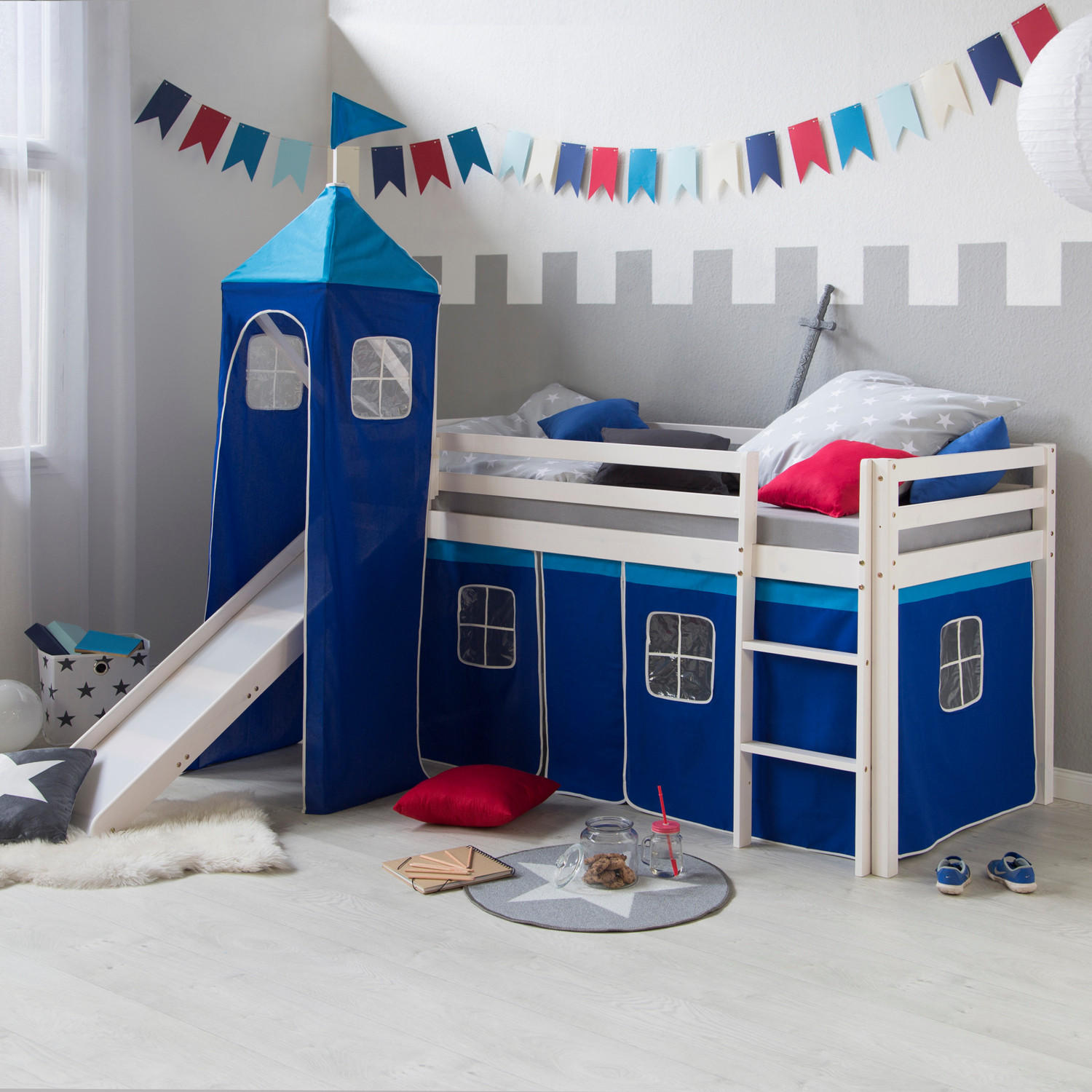 HOCHBETT blau 90/200 cm mit Lattenrost - Blau/Weiß, Holz - Homestyle4u