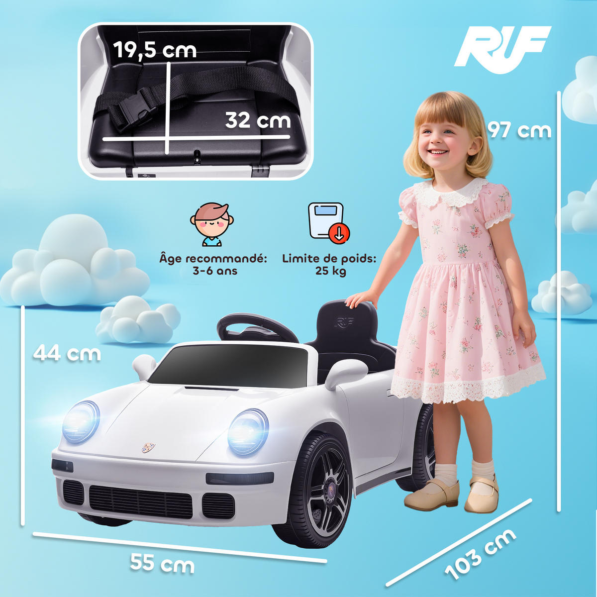 ELEKTRO-KINDERAUTO DE-13074 Fernbedienung Weiß - Weiß, Kunststoff (103/55/44cm) - ComfortXL