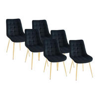 POLSTERSTUHL 6er-Set - Samt & goldfarbenes Metall - Schwarz - OLLUA - Schwarz, Textil (60/87/49.5cm) - Vente-Unique
