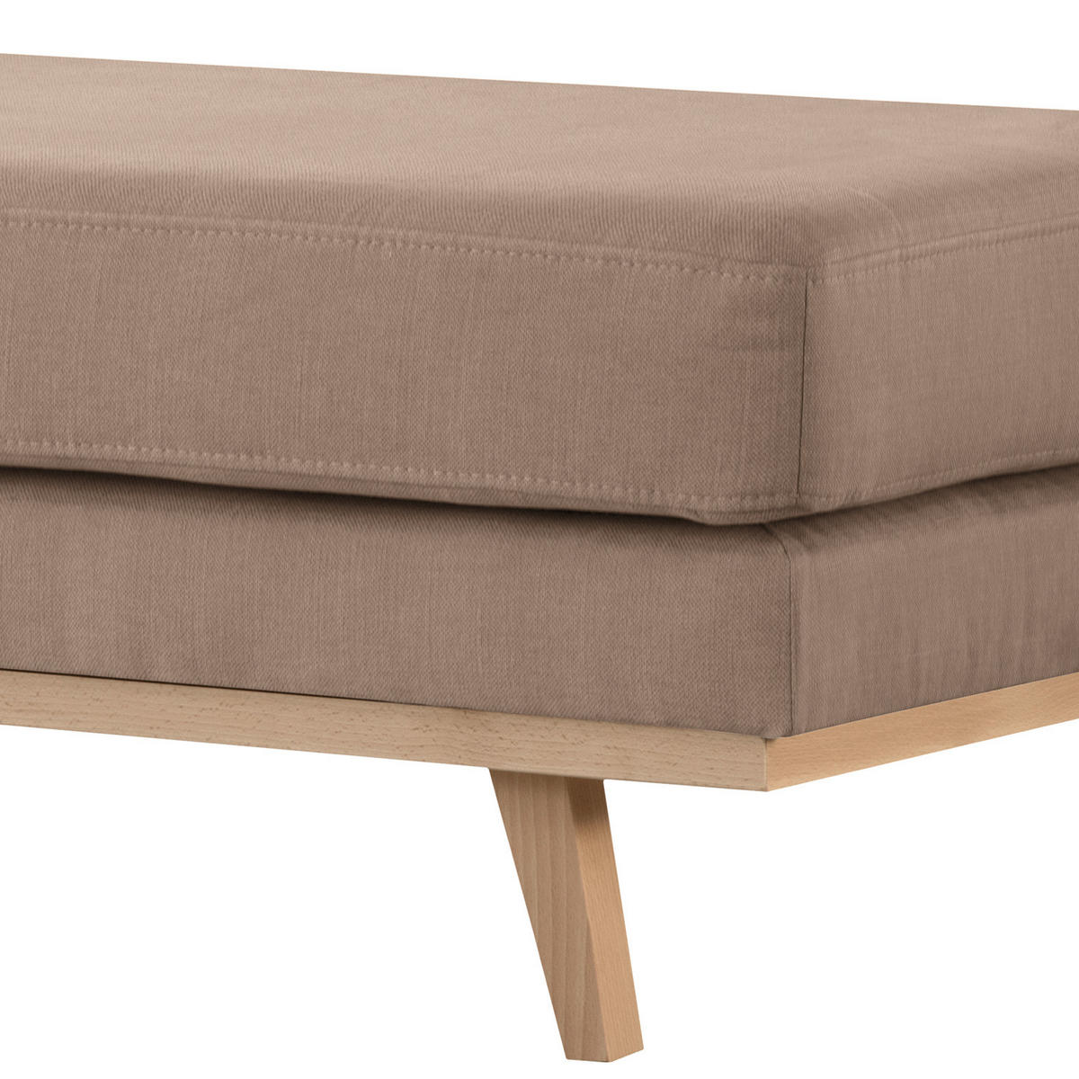 HOCKERBANK - Taupe/Buchefarben, Buchenholz/Textil (180/43/81cm) - home24