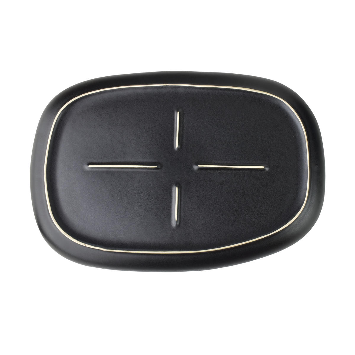 SERVIERPLATTE Basic Nature Schwarz 40,5x30x3 cm Keramik - Schwarz, Keramik (30/3/40.5cm) - Mondex