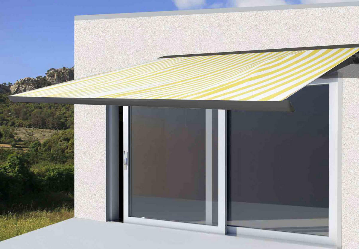 ELEKTRISCHE KASSETTENMARKISE Gelb, Weiß, Anthrazit - Gelb/Anthrazit, Textil (400/23/300cm) - MCW