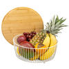 OBSTKORB mit Bambusdeckel, weiß, rund - Weiß, Metall (12.5cm) - eluno