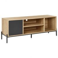 TV-MÖBEL Hellbraun, Grau, Schwarz MOINES 56/140/40 cm - Hellbraun, Holzwerkstoff (140/56/40cm) - Beliani