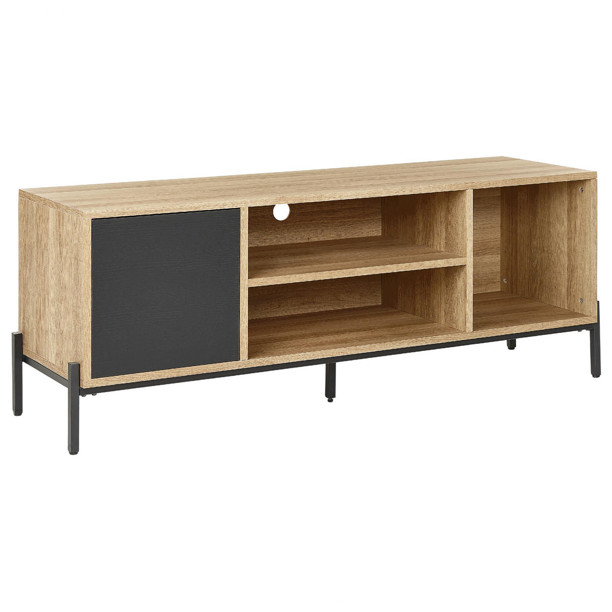 TV-MÖBEL Hellbraun, Grau, Schwarz MOINES 56/140/40 cm - Hellbraun, Holzwerkstoff (140/56/40cm) - Beliani