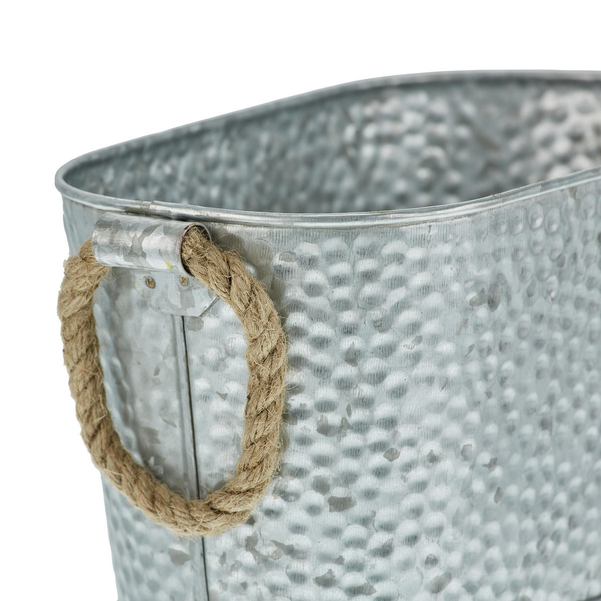 2xZINKWANNE - Silberfarben, Textil/Metall (27/13.5/15cm) - Relaxdays