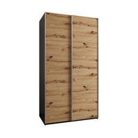 SCHWEBETÜRENSCHRANK 245,5/140/64 2-türig - Silberfarben/Schwarz, Holz/Metall (140/245/64cm) - Abiks Möbel