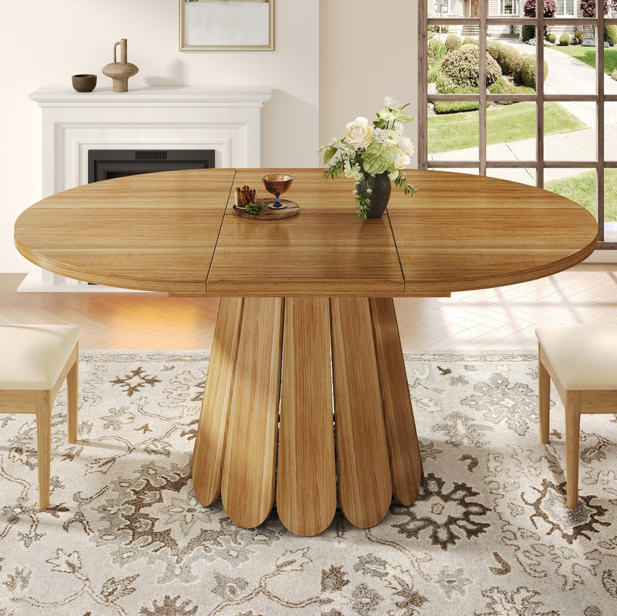 ESSTISCH aus MDF 118(158)x118x76,8 cm Braun ausziehbar mit ovaler Erweiterung und Holzoptik - Braun, Holzwerkstoff (118/118/76cm) - Modfu