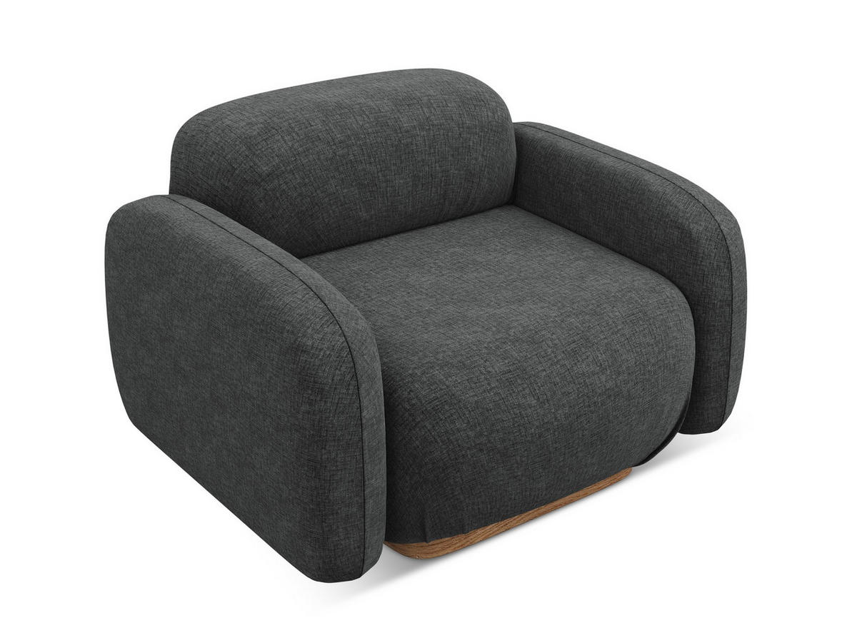 SESSEL Chenille Stoff Grau - Dunkelgrau/Braun, Holz/Textil (110/73/95cm) - Makamii