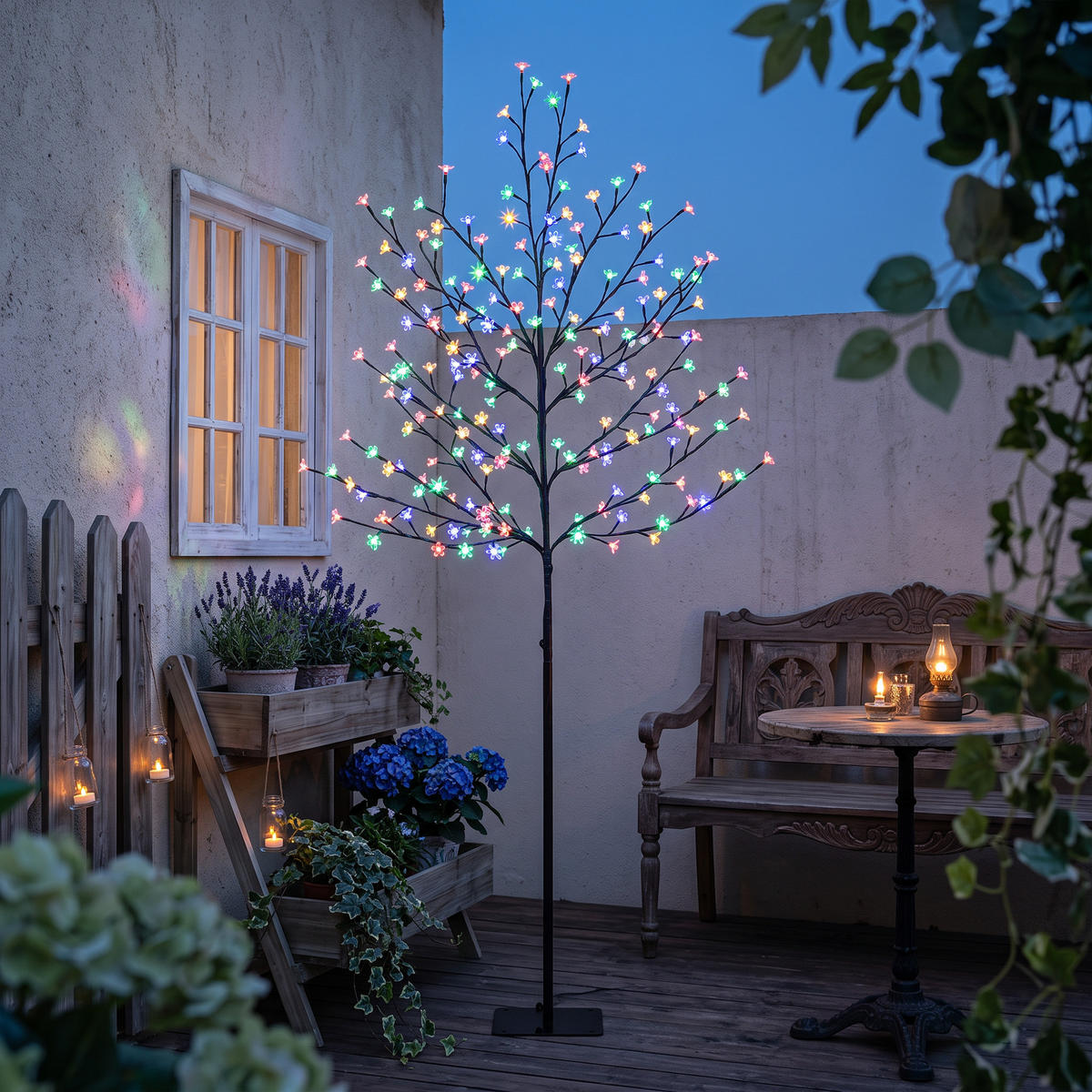 BELEUCHTETER-KIRSCHBLÜTENBAUM Stahl Transparent - Schwarz, Metall (60/180/60cm) - HOMCOM