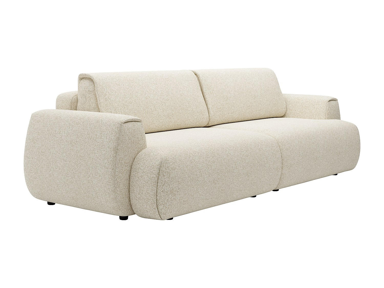 SOFA mit Schlaffunktion 4-Sitzer - melierter Stoff - Beige - MONELIA - Beige, Textil (260/81/106cm) - Vente-Unique