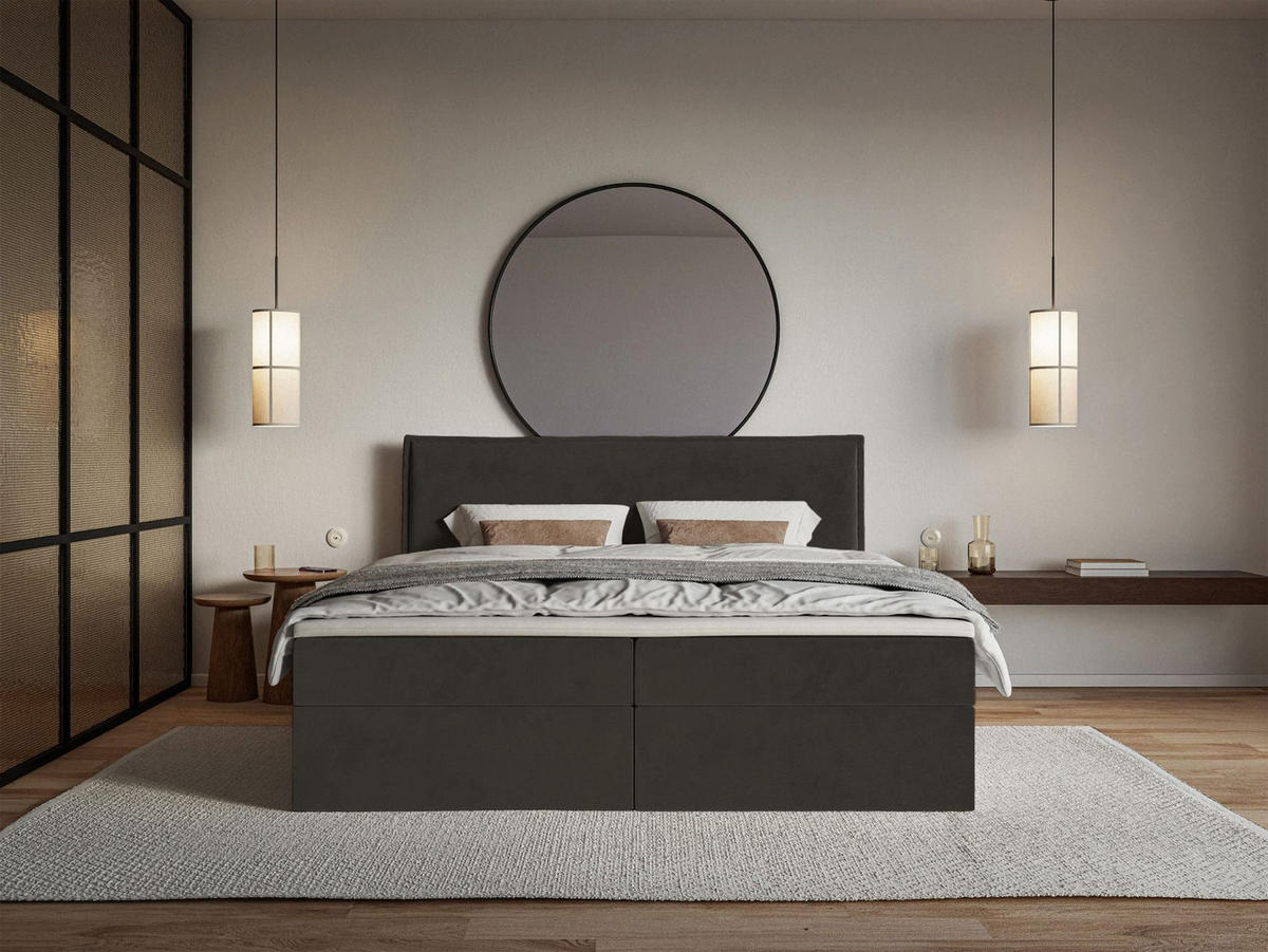 BOXBETT Softie Dunkelgrün Velours wasserabweisend 160x200 cm - Dunkelgrün, Textil (160/200cm) - Selsey