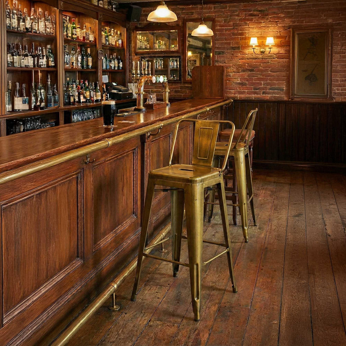 BARHOCKER 4er Set Metall Gold - Goldfarben, Metall (44/96/43cm) - CLP