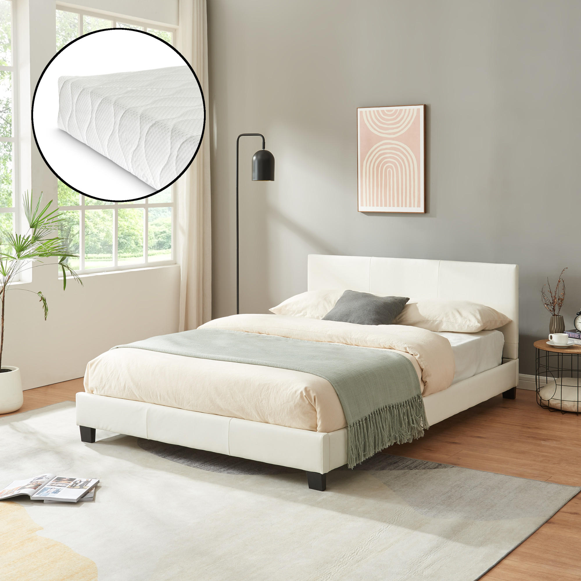 POLSTERBETT Albacete mit Matratze - Weiß, Textil (140/200cm) - Corium