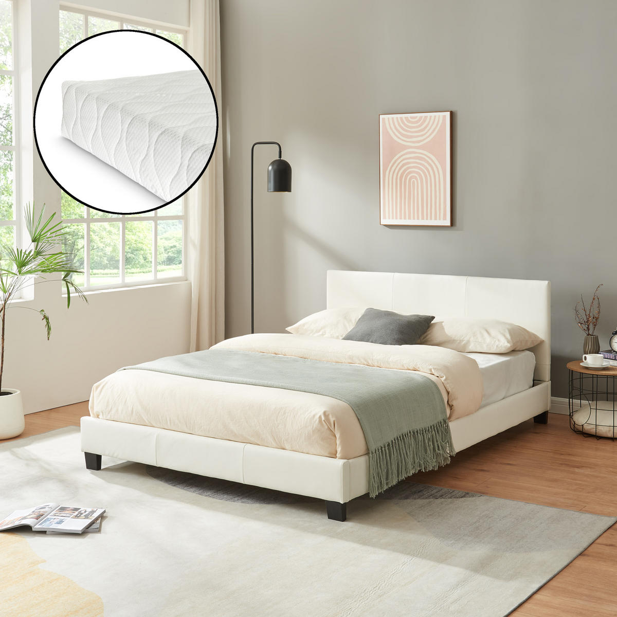 POLSTERBETT Albacete mit Matratze - Weiß, Textil (140/200cm) - Corium