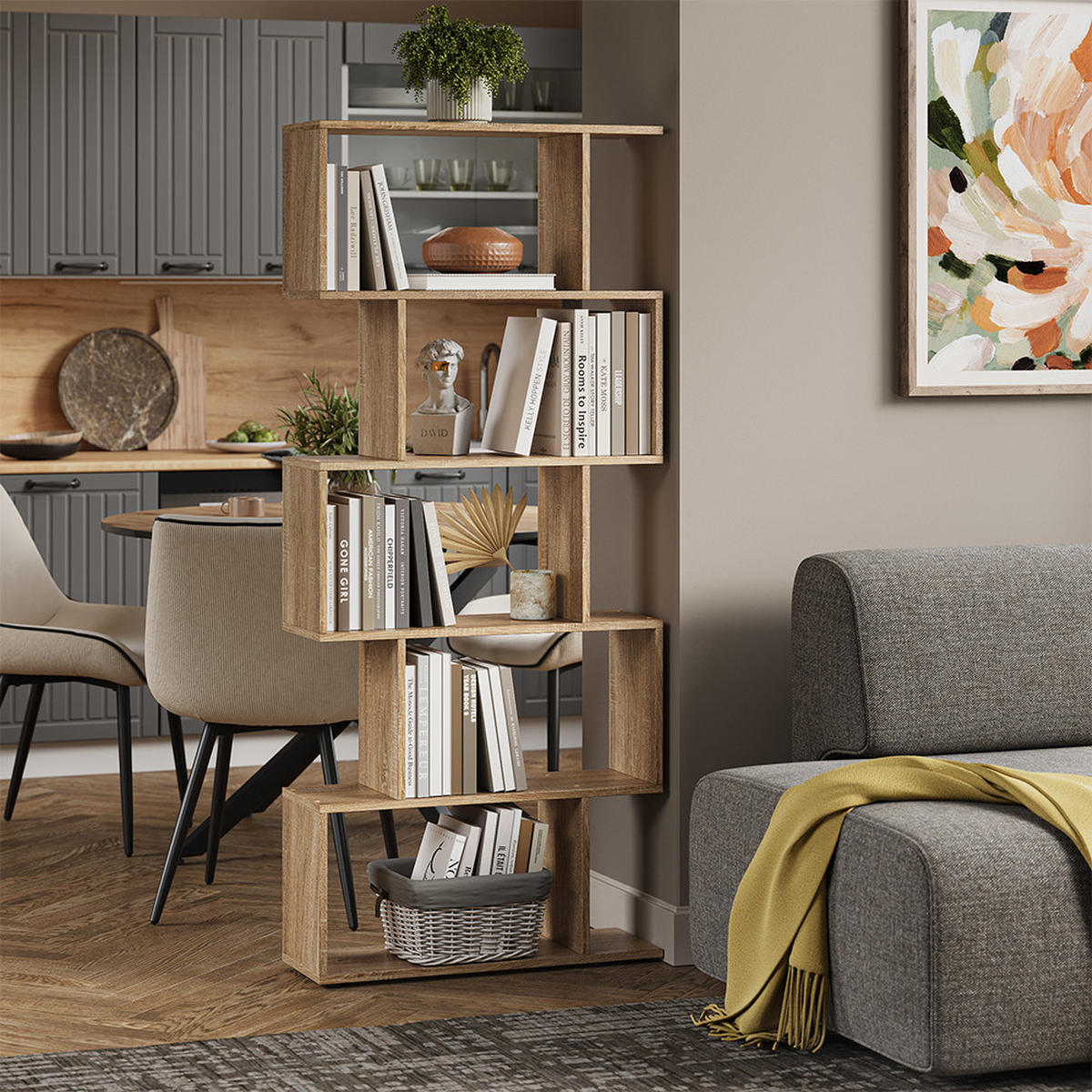 RAUMTEILER Levio Sonoma 70 x 164.1 cm 5 Fächer - Sonoma Eiche, Holzwerkstoff (70/164.1/23.8cm) - Vicco