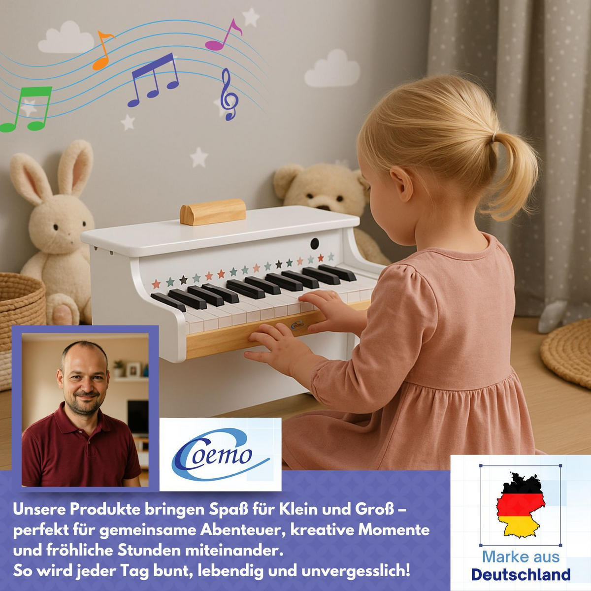 KINDERKLAVIER Farbe Weiß - Weiß, Holzwerkstoff (25/42cm) - Coemo