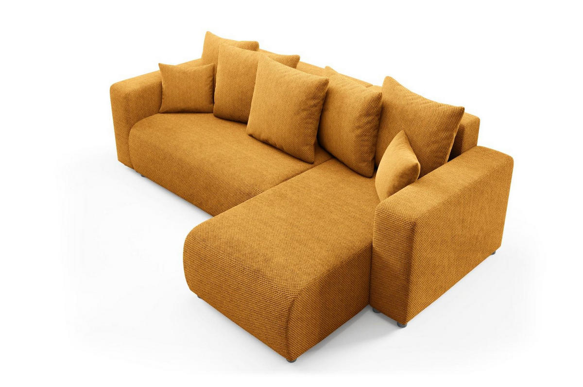 ECKSOFA mit Schlaffunktion Gelb - Currygelb, Textil (247/145cm) - Furnisell
