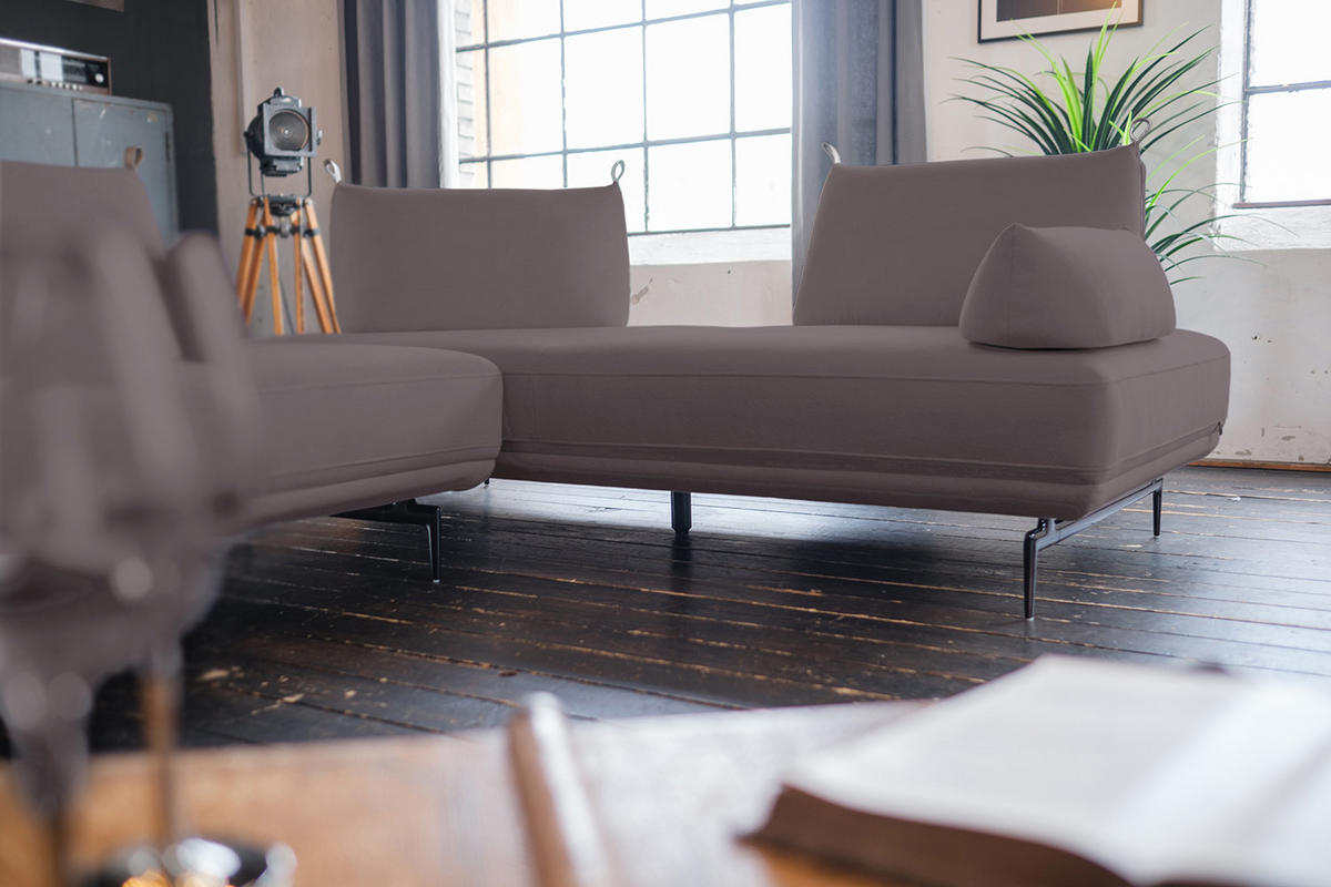 ECKSOFA CANE Violett Webstoff - Violett/Lila, Textil/Metall (310/210cm) - KAWOLA