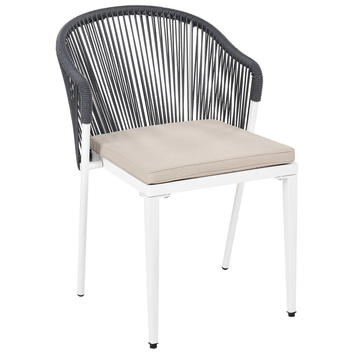STUHL 2er-Set und Sitzkissen Metall Grau Paranea - Dunkelgrau/Beige, Metall (46/80/47cm) - Beliani