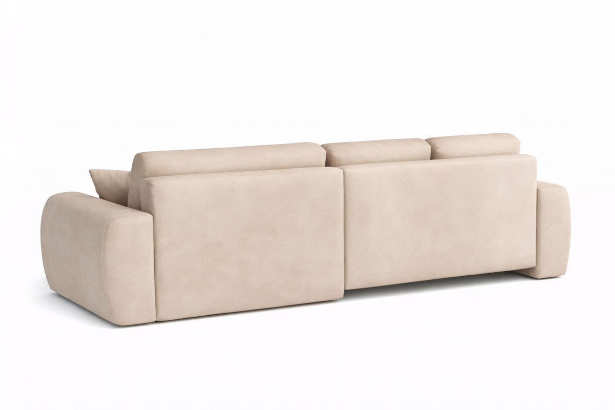 ECKSOFA Mit Schlaffunktion Und Bettkasten L-Form Ivo L, Veloursstoff Salvador, Beige, Links - Beige, Holz (250/142cm) - Kaiser Möbel